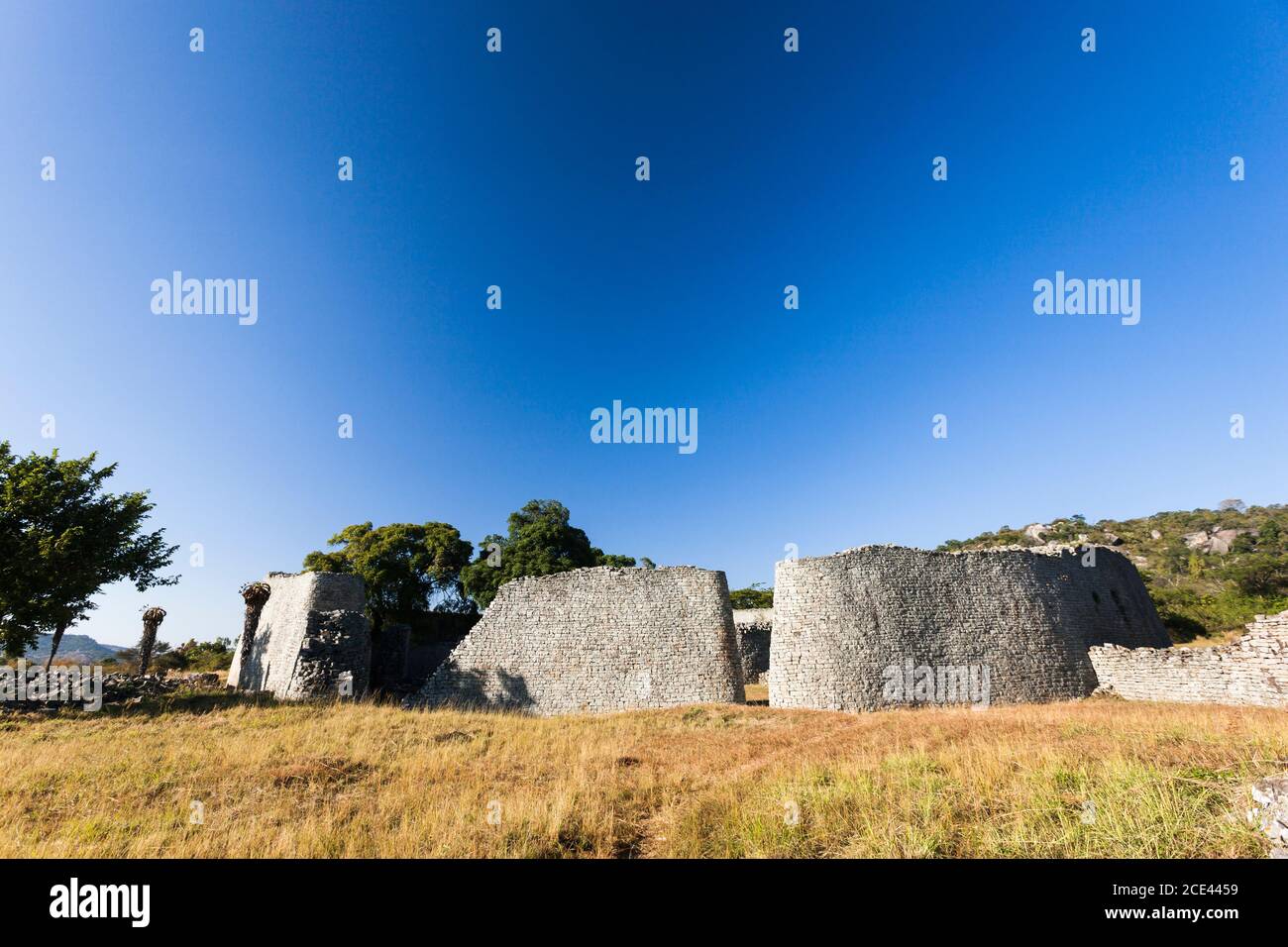 Grandi rovine dello Zimbabwe, la struttura principale 'la Grande enclosure', antica capitale della civiltà Bantu, provincia di Masvingo, Zimbabwe, Africa Foto Stock