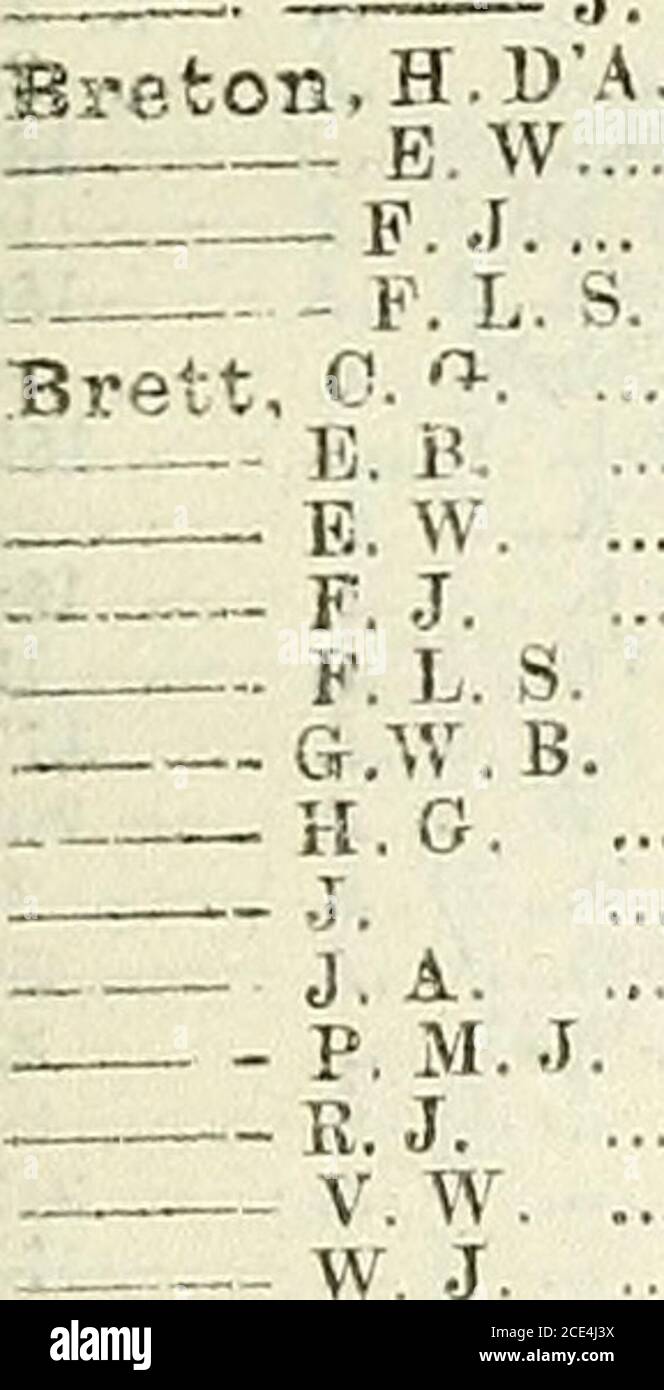 . Elenco dell'esercito . BRAYDEN, G. B. A. ,.. ...1652INBRAYE, A.T.T.. Lnrd 22S3,2:.5t Srayne, W. F. 535(T BraysbaTv, H. H 1505 Brazenor, J A 17S4 Vy. ,. i7,;8. 17.^2/, IT.s.SC Brazier, A. H 1-563 ^ VV -439 W. R 1023 Bi-azier-Creaffh.B. B. ..,1026a Breaclier, J 2033 .T. B 13626 pane, F. B 128Sa Breadalbane,/rt. fion.G.. J Jar Q. di 2,2400 Breadmore, W. H. , INDICE 1533. I riferimenti all'elenco delle gradazioni sono in tipo pesante. XXT Breakey, A- J- V Breavley. J 15Brebnei, • Brecken, K Breckon, T Bredin, .,&gt;t.s.i. A., fnd. Armii -A, N. - W. K.?? W.Fit/. VV.H. Bredone. A. S Bree. E. R S BREEK. R.W. Breen Foto Stock