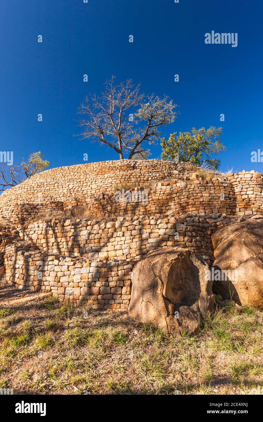 Rovine Khami, antica capitale della dinastia Torwa, sobborgo di Bulawayo, Zimbabwe, Africa Foto Stock