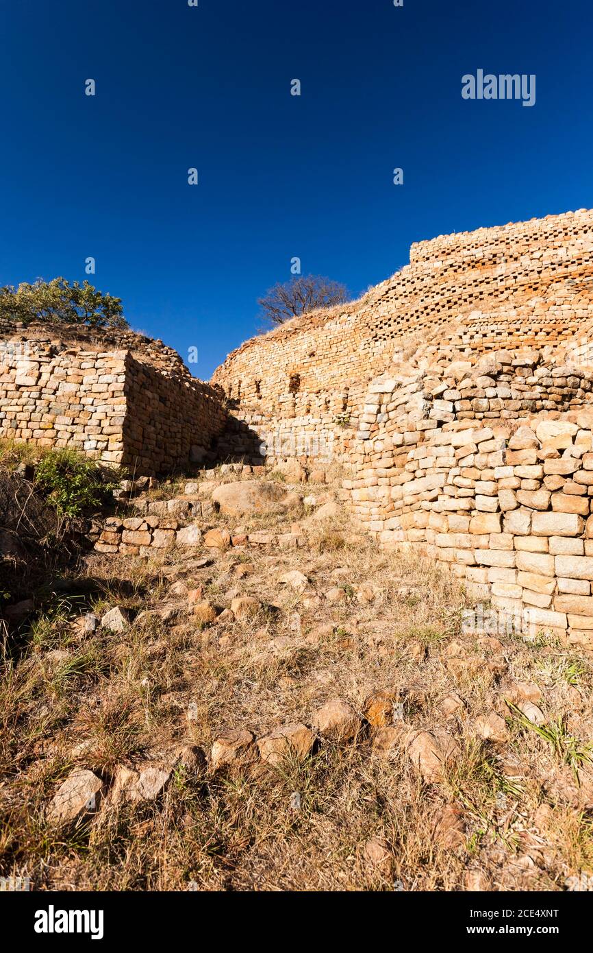 Rovine Khami, antica capitale della dinastia Torwa, sobborgo di Bulawayo, Zimbabwe, Africa Foto Stock