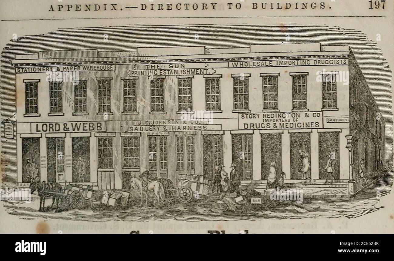 . LeCount & strong's San Francisco City directory per l'anno 1854 : abbracciando un indice generale dei cittadini : e un elenco di strade, con un'appendice, contenente tutte le informazioni utili e generali riguardanti la città , un almanacco, ecc . ttorney a legge, Conveyancer, e Notary Public. N. 140 L. Krambach. RIDDLES BUILDING, LATO SUD DI CLAY STREET, TRA SANSOME E LEIDSDORFF. Edificio iniziato settembre, 1853.Completed novembre, 1853.owned by J. L. Riddle & Co. Dimensioni:fronting su Clay Street, - 90 feet.Depth, - - - - 50 altezza tre piani e seminterrato. DIRECTORY SU R. Foto Stock