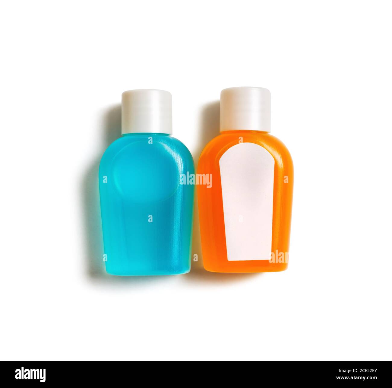 Due bottiglie di cosmetici Foto Stock