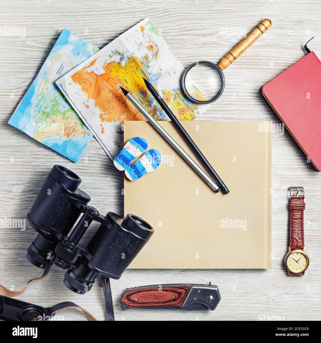 Essenziali accessori da viaggio Foto Stock