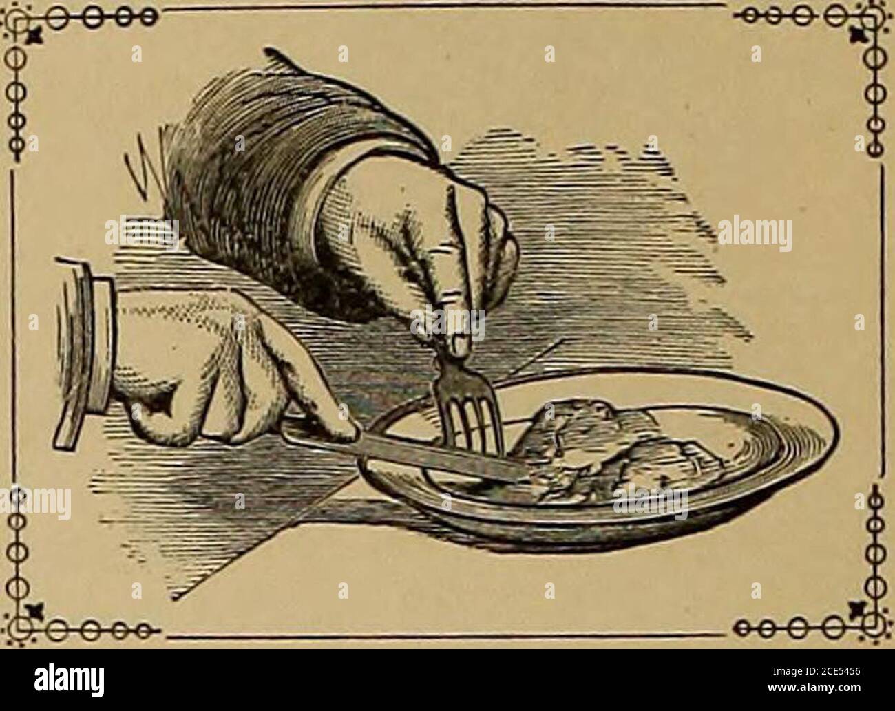 . Hill's Manuale delle forme sociali e di affari: Una guida alla corretta scrittura .. . è showna faglia comune con il manypeople di tenere-coltello e forchetta sopra la mano (Fig;.13) quando schiacciare-pota-punte, tagliare carne, ecc theposition non è solo unfa-vaborable per ottenere- agood comando di knifeand fork, ma è simpatico. L'illustrazione del contrasto (Fig. 14) rappresenta un postnre facile e grazia per le mani, quando si mangia. L'abitudine di tenere le mani così in posizioni corrette può essere acquisita con la stessa facilità di qualsiasi altra. È bene abituarsi a mangiare con la sinistra, in modo da evitare Th Foto Stock