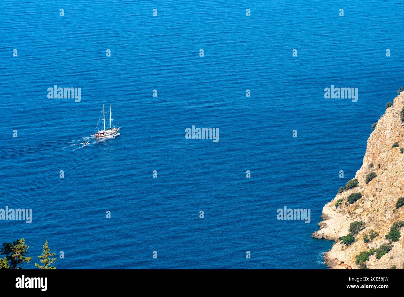 Escursione in barca turistica nel Mar Mediterraneo, Antalya, Turchia Foto Stock
