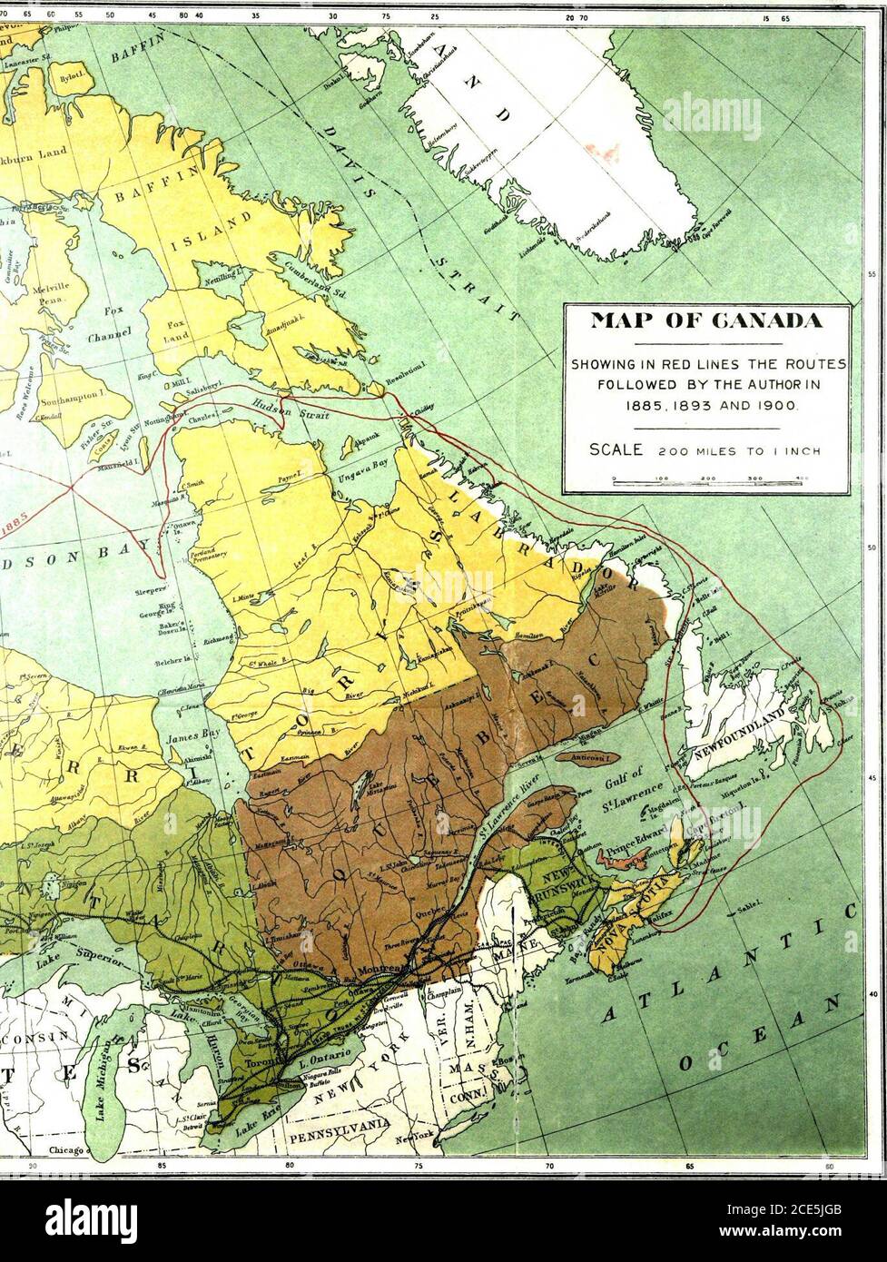 . Attraverso i sub-Arctics del Canada, un viaggio di 3,200 miglia in canoa e racchette da neve attraverso la regione di Hudson Bay . Attraverso la Sub-Arctics del Canada CHAPTEE I. TORONTO FINO all'ATTERRAGGIO di ATHAB.S. Una bella mattina di maggio diversi anni fa, in risposta ad un telegramma di Ottawa, ho preso l'treno ad Hamilton per Toronto, per incontrare mio fratello, J. Burr Tyrrell, del Cana-dian Geological Survey, e prendere accordi finali per l'atrip al Nord. Egli era stato autorizzato dal direttore di quel dipartimento d'importazione del governo canadese a condurre, a•società di venditio, un'indagine esplorativa attraverso il theg Foto Stock