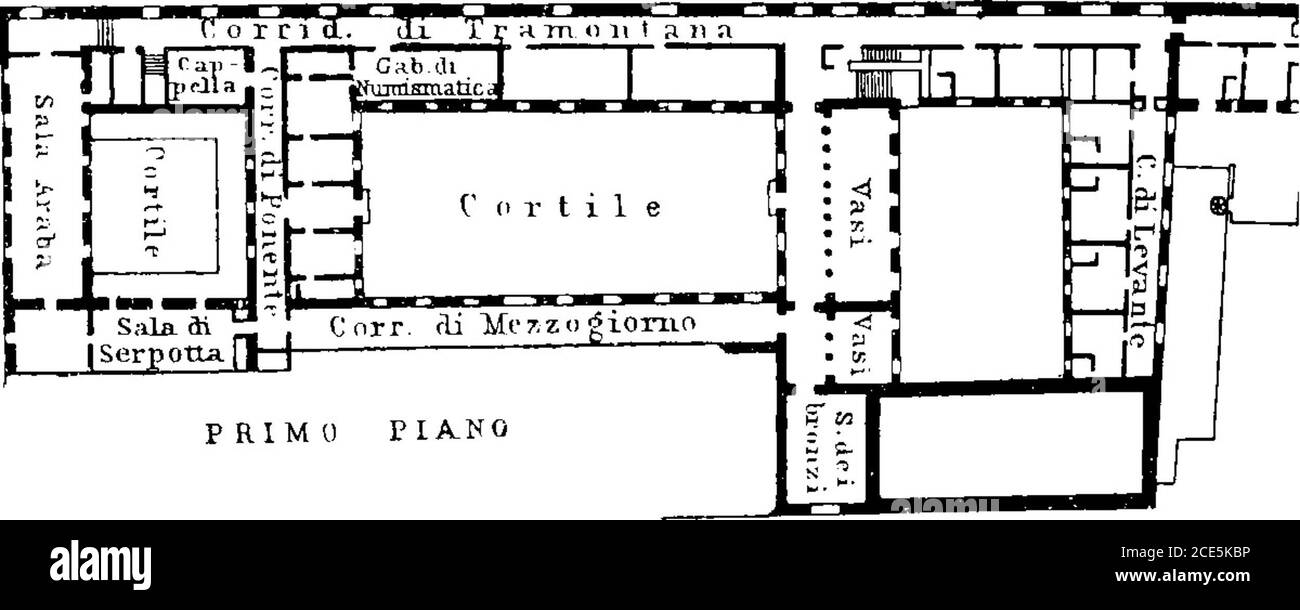 . Italia: manuale per i viaggiatori. Terza parte, Italia meridionale e Sicilia. Prima corte, e salendo la scalinata maschile a pag. 267. (All'atterraggio, a metà strada, a destra, è 270 Route 24. PALERMO. Museo. Sala con sculture moderne forgiate di Giardini, vicino Taor-mina.) Primo piano. Giriamo prima a sinistra e saliamo alcuni passi della Sala Ababa (già del Medio Evo), in cui è illustrata l'arte saracena siciliana. Sopra l'ingresso si trova una copia colorata di una delle casseruonature dal soffitto ligneo della Cappella pala-tina (p. 256), di fronte è un getto dalla stalattite vau Foto Stock