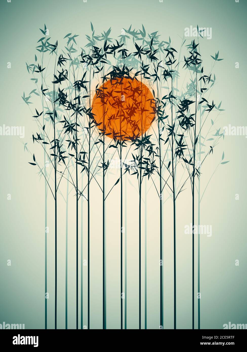 bambù tramonto grafica arte sfondo Foto Stock