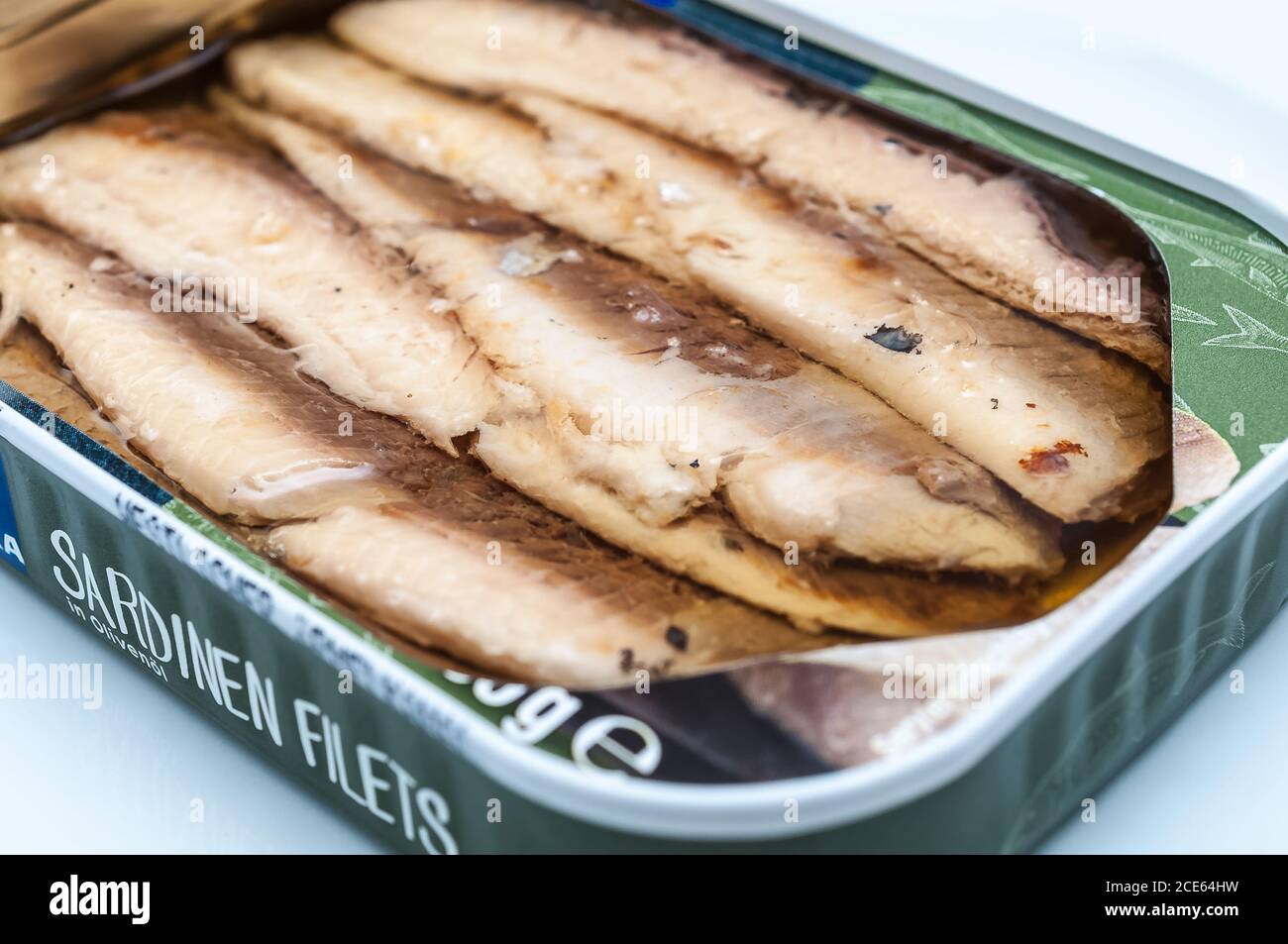 Scatola di sardine Foto Stock