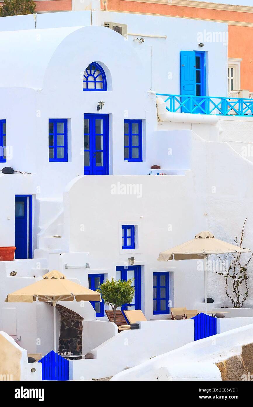 Oia Village nell'isola di Santorini in Grecia Foto Stock