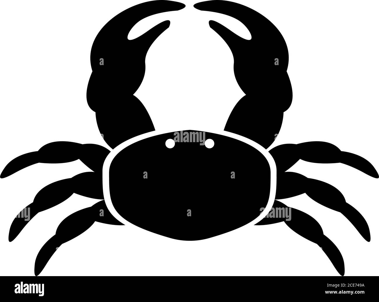 Sea o Ocean Crab, frutti di mare esotici. Illustrazione dell'icona Flat Vector. Semplice simbolo nero su sfondo bianco. Sea o Ocean Crab, Marine Seafood si Illustrazione Vettoriale