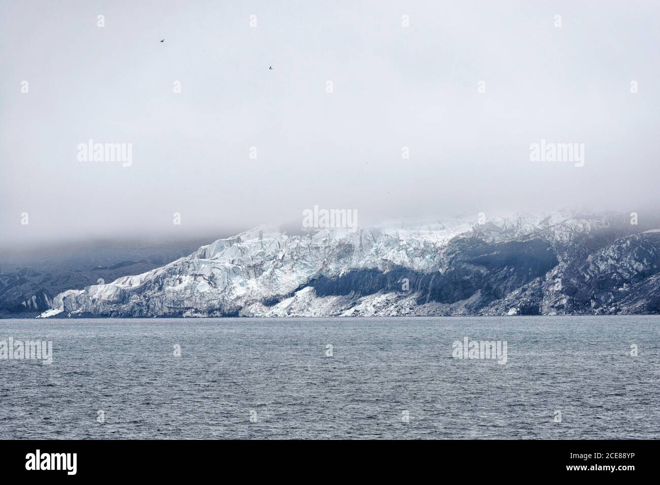 Vista del ghiacciaio di Weyprecht nella zona di Beerenberg, Beerenberg, Jan Mayen, Norvegia, Europa Foto Stock