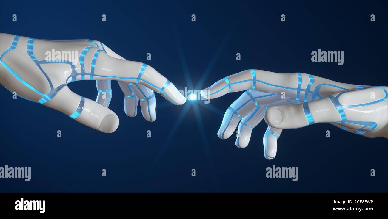 Creazione della versione Cyber. Intelligenza artificiale e coscienza. Foto Stock