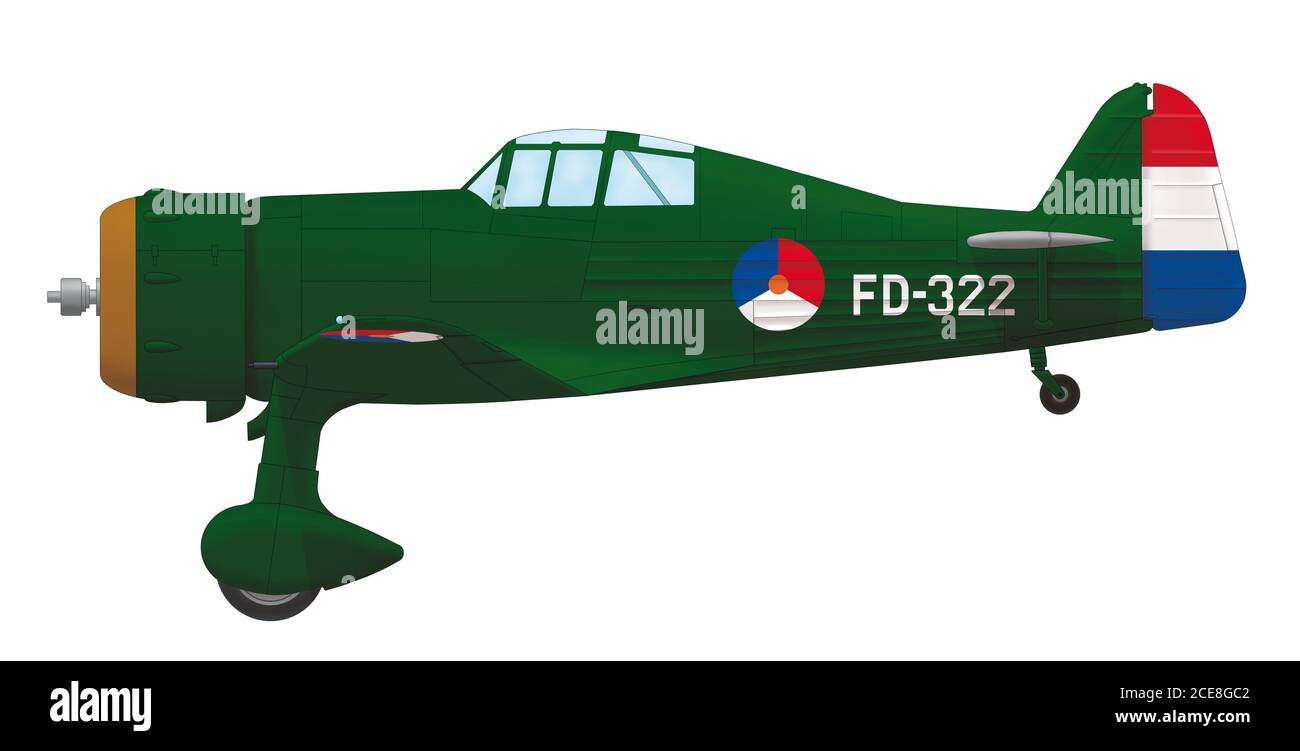 Prototipo Fokker D.21 durante le prove nei Paesi Bassi, 1936 Foto Stock