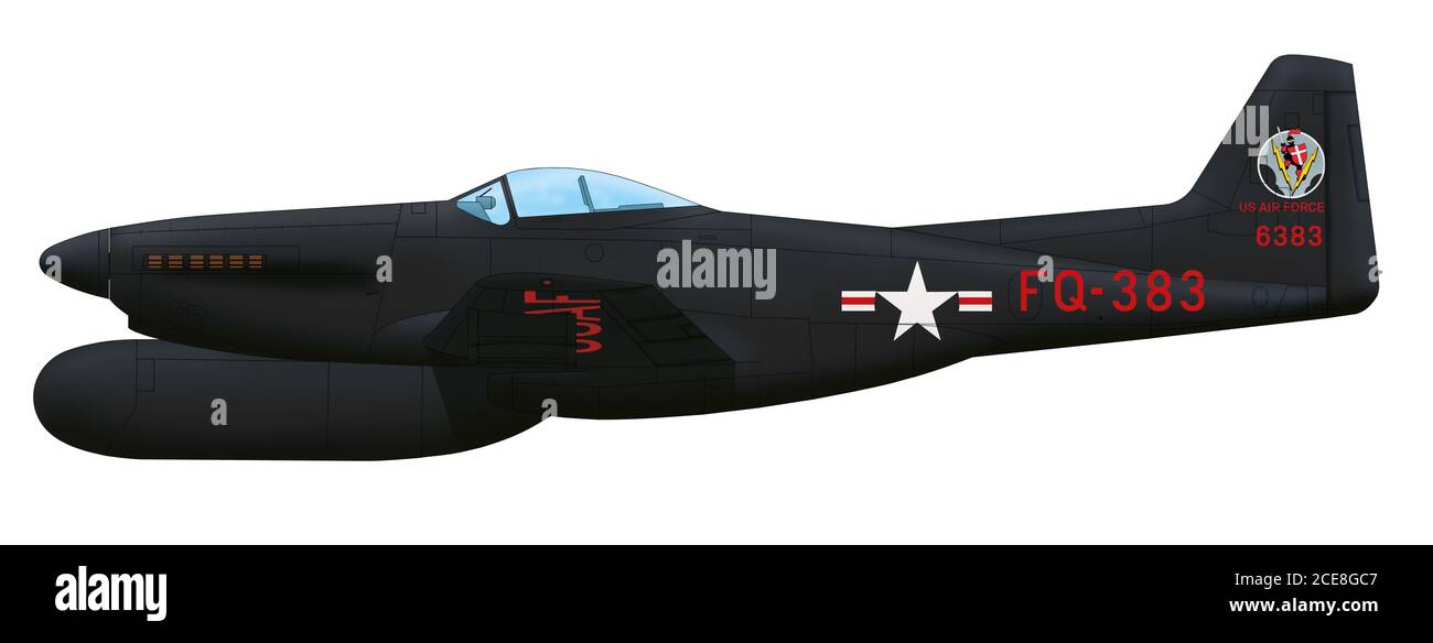 Nord America F-82G Twin Mustang (FQ-383) del 68th Fighter Squadron USAF, guerra coreana, giugno 1950 Foto Stock