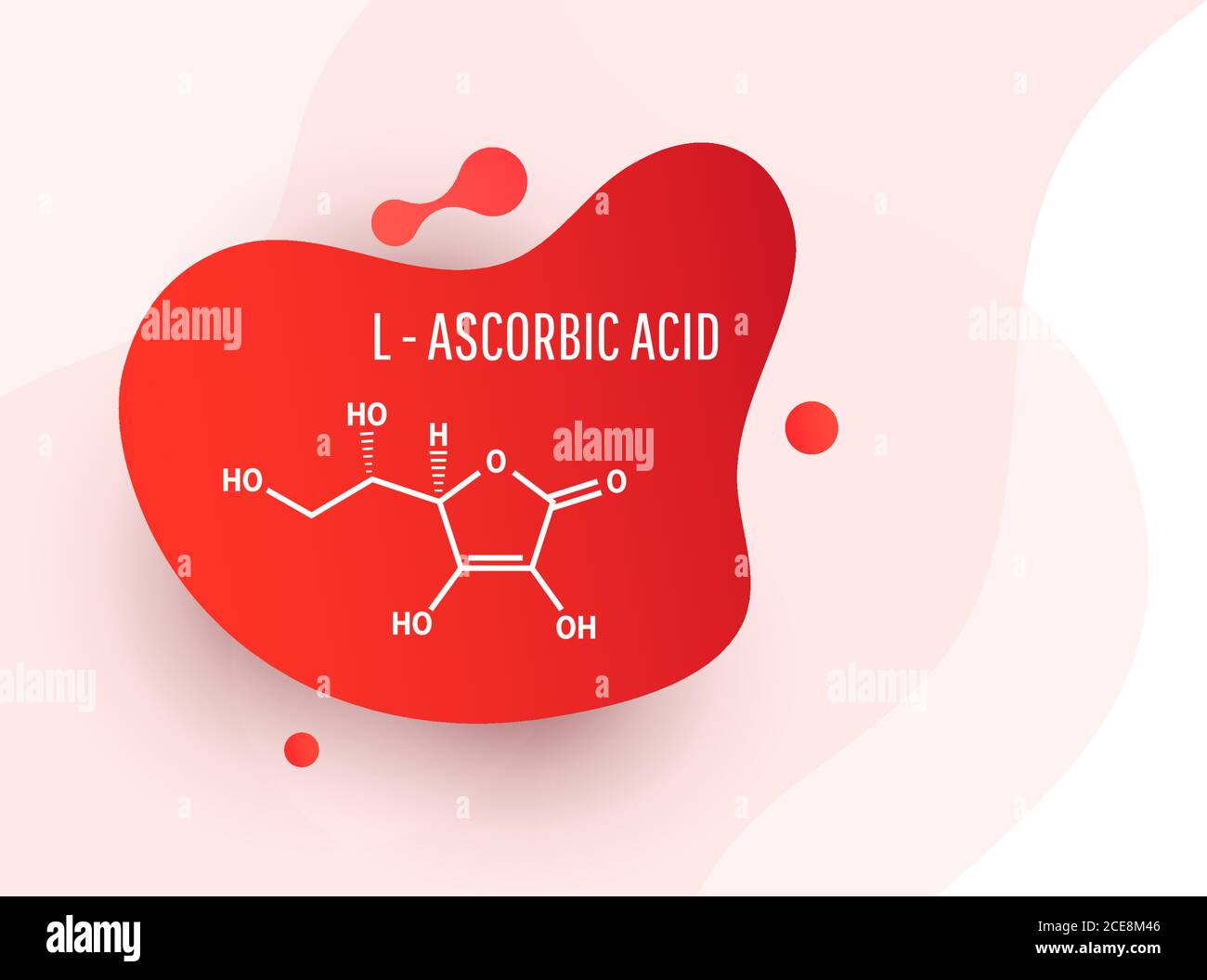 Formula molecolare chimica strutturale della vitamina C, acido L ascorbico, illustrazione vettoriale isolata su fondo bianco Illustrazione Vettoriale