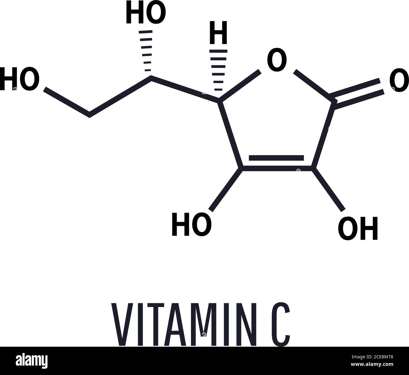 Vitamina C molecola scienza chimica struttura atomica formula illustrazione vettoriale Illustrazione Vettoriale