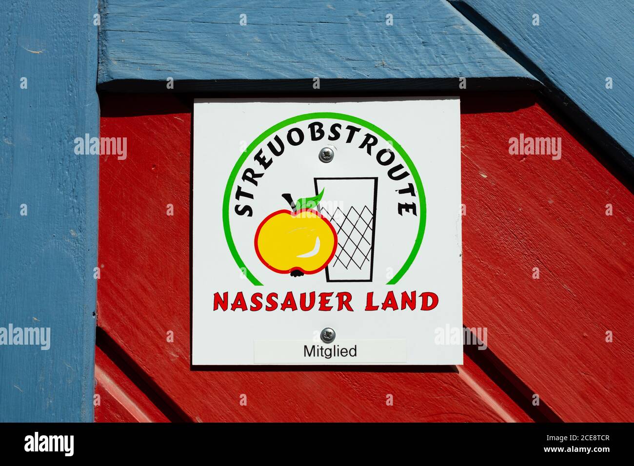 Orchard Route nel Nassauer Land, cartello e logo - Germania Foto Stock