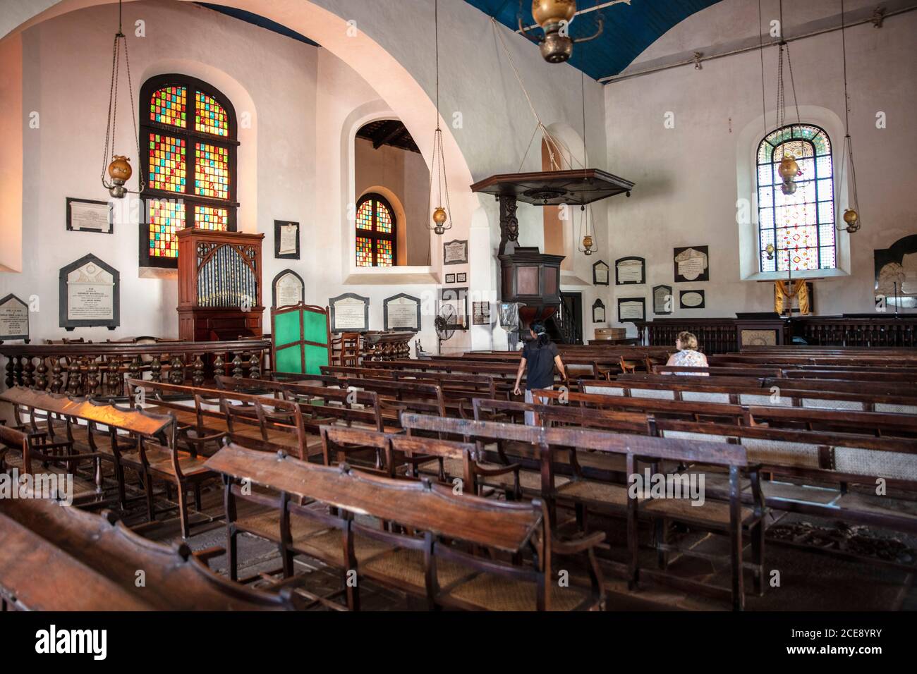 Sri Lanka, Galle, città storica, patrimonio mondiale dell'UNESCO. Olandese East India Company. (VOC). Chiesa riformata olandese. Interno. Foto Stock