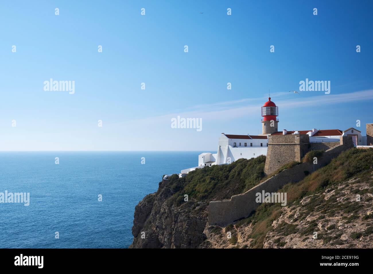 Faro di Cabo de Sao Vicente che è il punto più occidentale d'Europa. Foto Stock