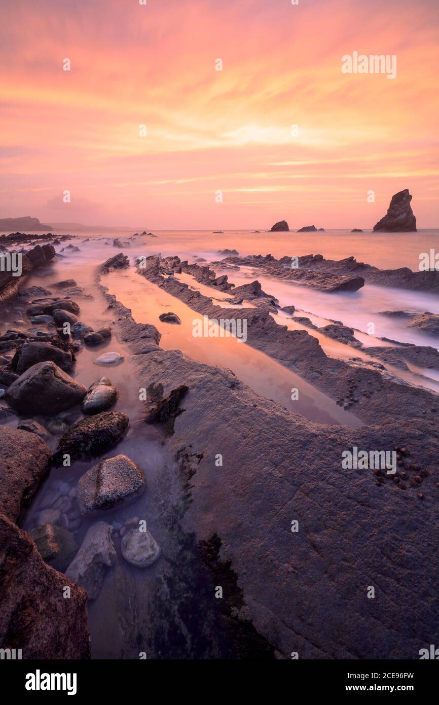 Alba invernale a Mupe Bay. Foto Stock