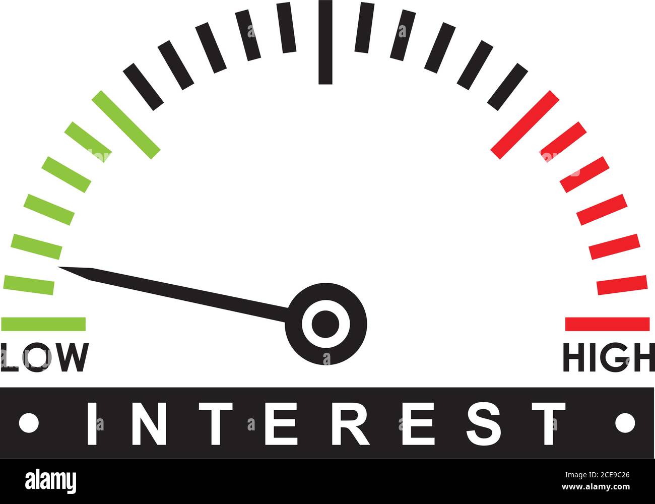 tasso di interesse basso - scala di monitoraggio - modello illustrativo Illustrazione Vettoriale