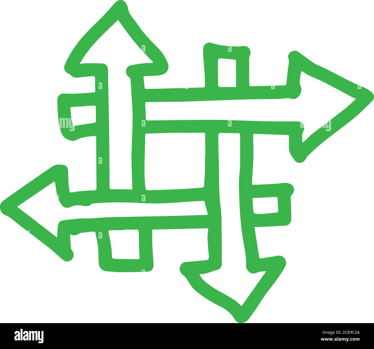 4 frecce disegnate a mano che formano un hashtag Illustrazione Vettoriale