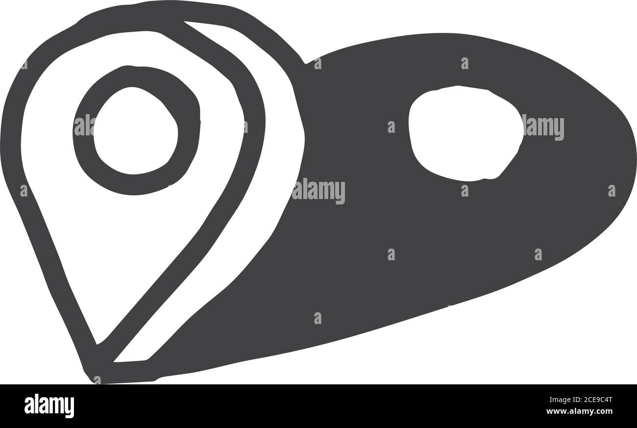 Punto di interesse - illustrazione del perno disegnato a mano Illustrazione Vettoriale