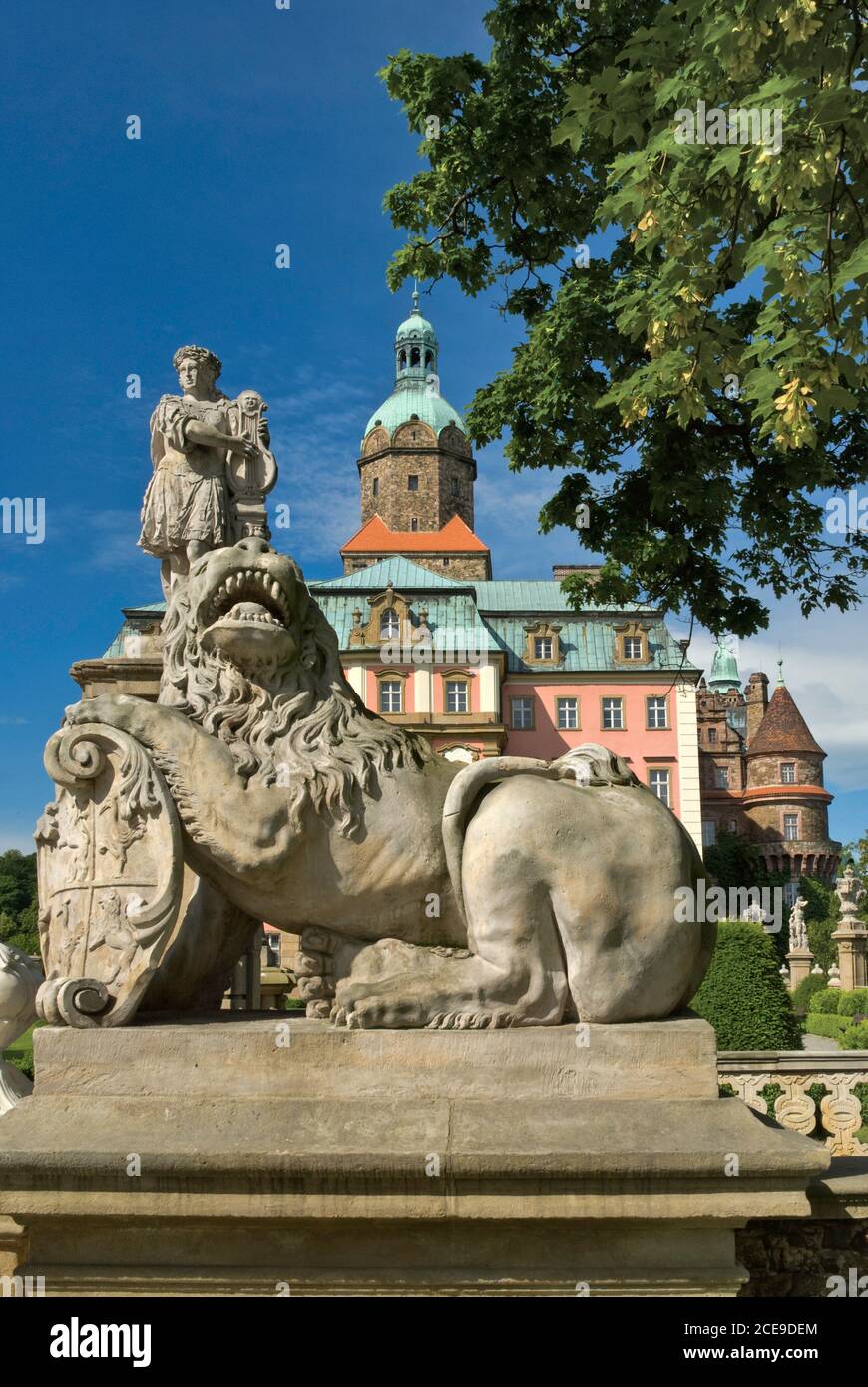 Statue al Castello di Książ vicino a Walbrzych, bassa Slesia, Polonia Foto Stock