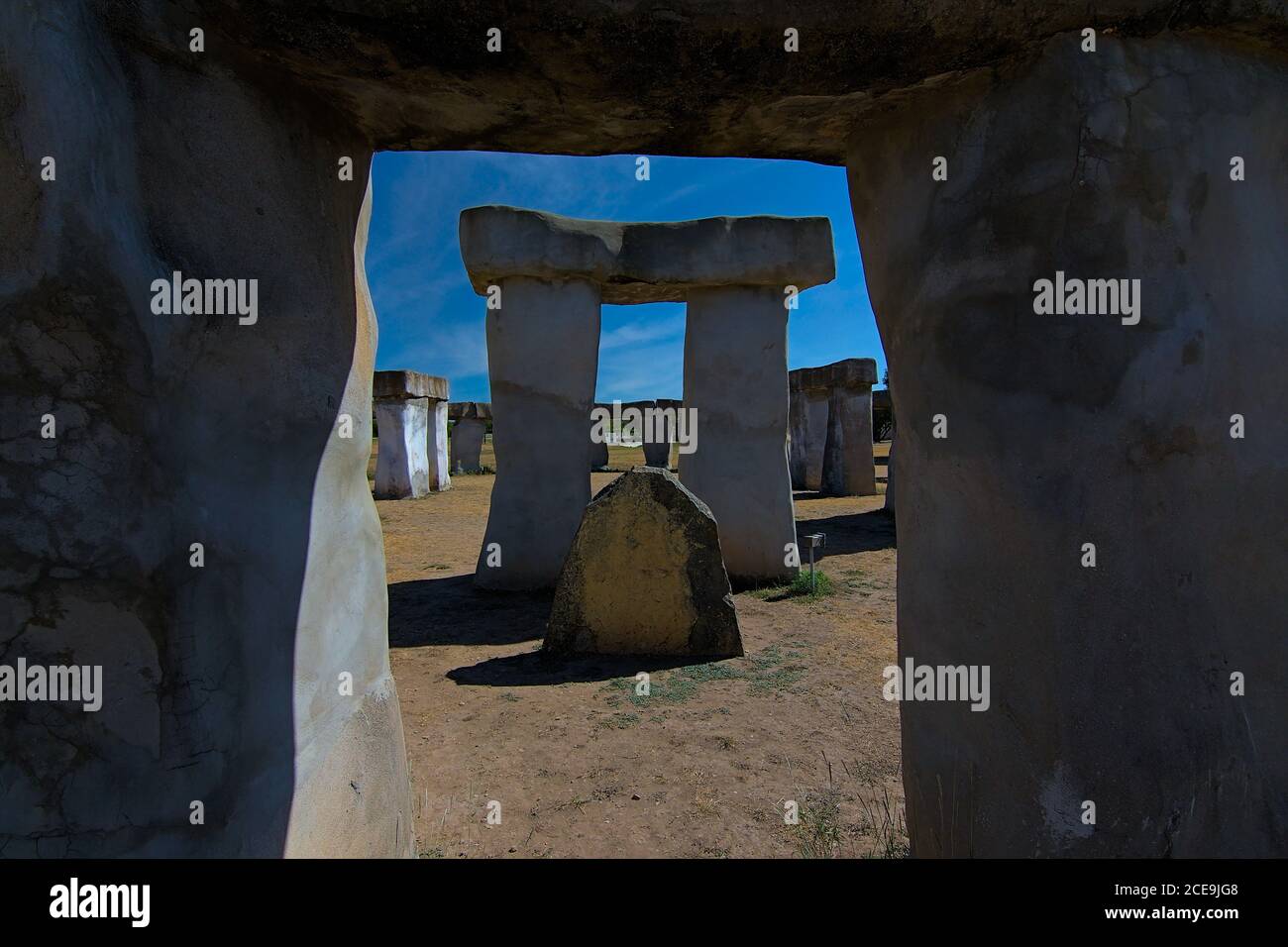 In scala Stonehenge II modello in rete metallica e stucco intonaco in texas Stati Uniti d'America. Foto Stock
