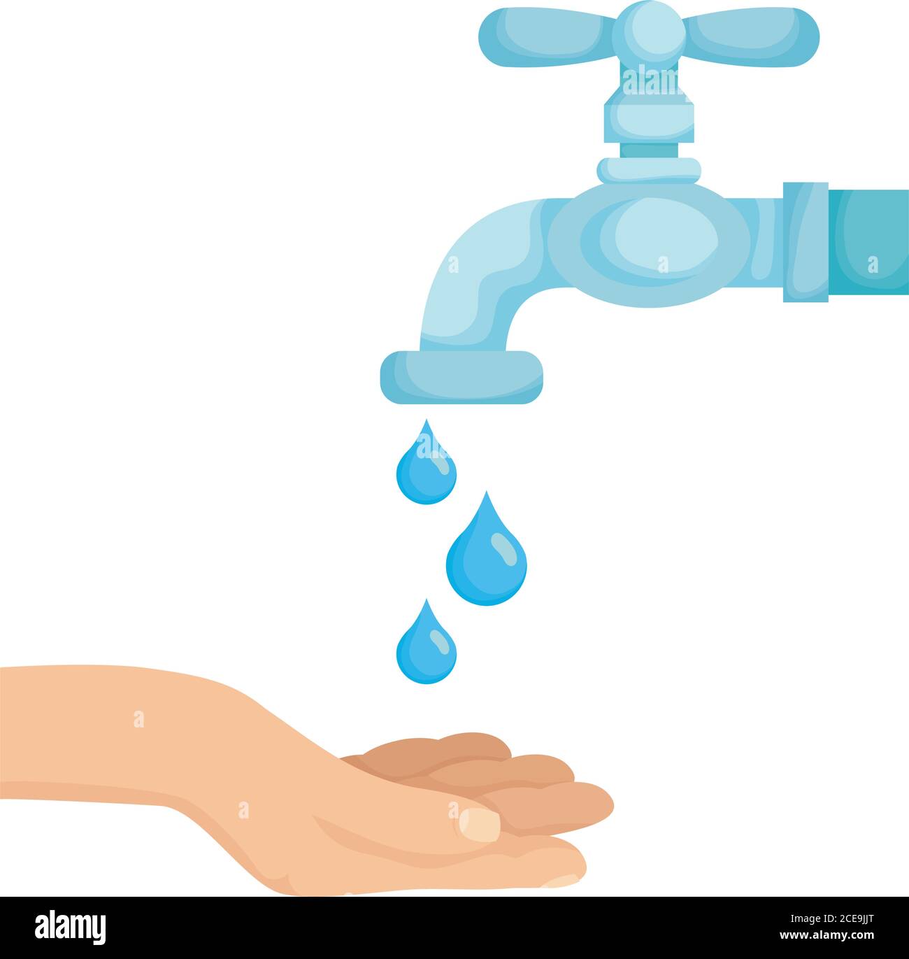 mano con rubinetto acqua e gocce disegno vettoriale illustrazione Immagine  e Vettoriale - Alamy