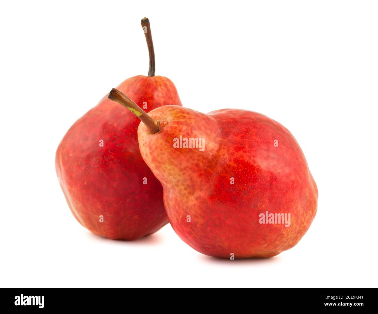 Due pere rosse mature Foto Stock
