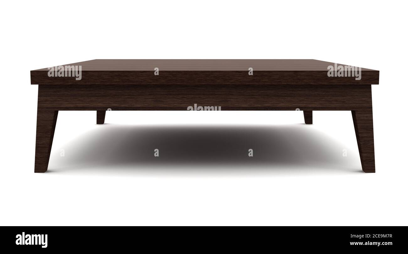 Marrone moderno tavolo in legno isolato su bianco Foto Stock