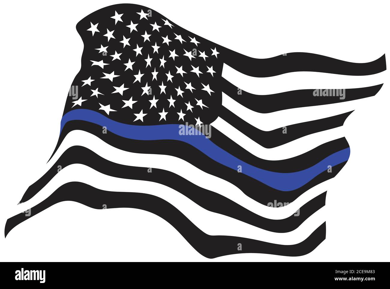 Indietro la bandiera blu della linea blu della polizia degli Stati Uniti Illustrazione Vettoriale