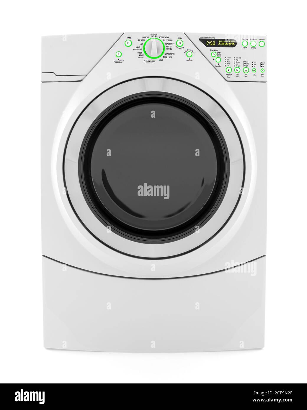 Macchina di lavaggio isolata su sfondo bianco Foto Stock