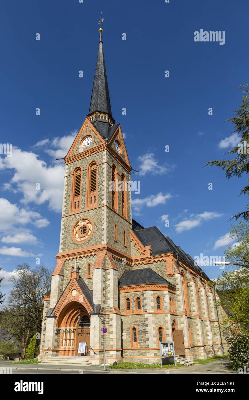 Chiesa evangelica luterana di San Trinità a Bad Elster, Sassonia, Vogtland, Germania, Europa Foto Stock