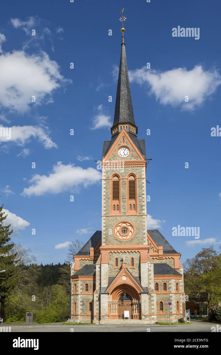Chiesa evangelica luterana di San Trinità a Bad Elster, Sassonia, Vogtland, Germania, Europa Foto Stock