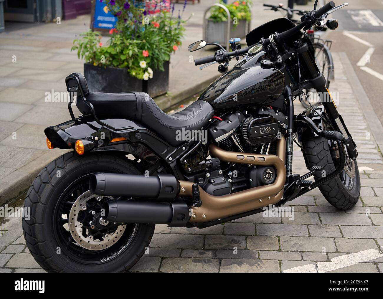 Harley-Davidson Fxbs Fat Bob 2019 anno modello parcheggiato. Foto Stock
