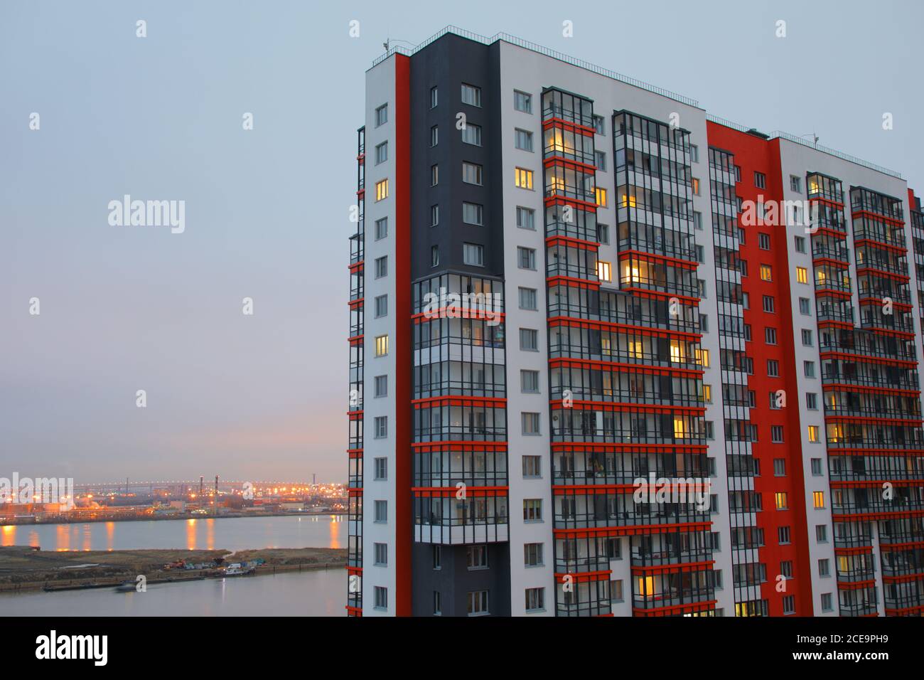 Russain Block Appartment nuovi edifici chiamato South Aquatory a San Pietroburgo, Russia Foto Stock
