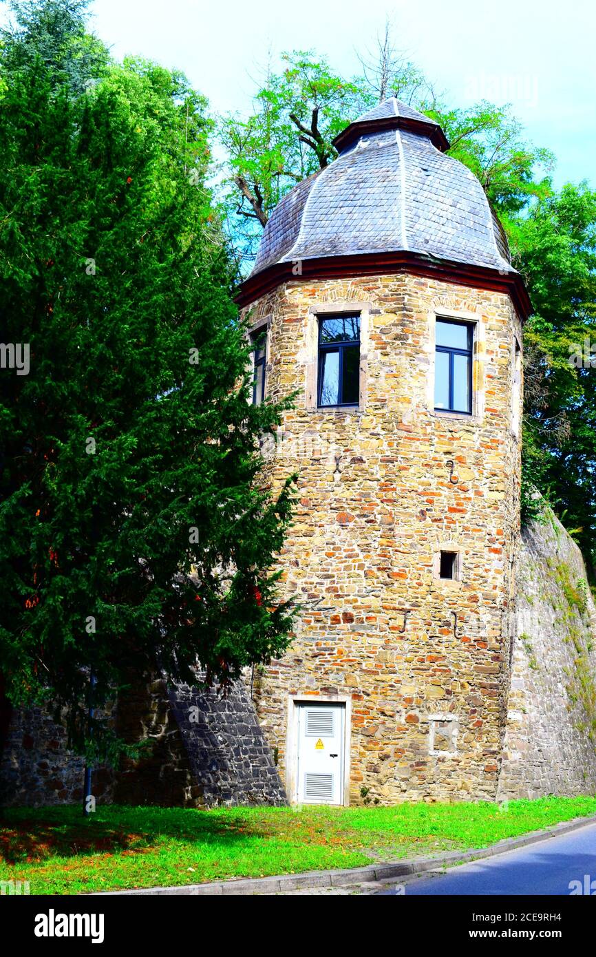 torre d'angolo delle mura della città Foto Stock