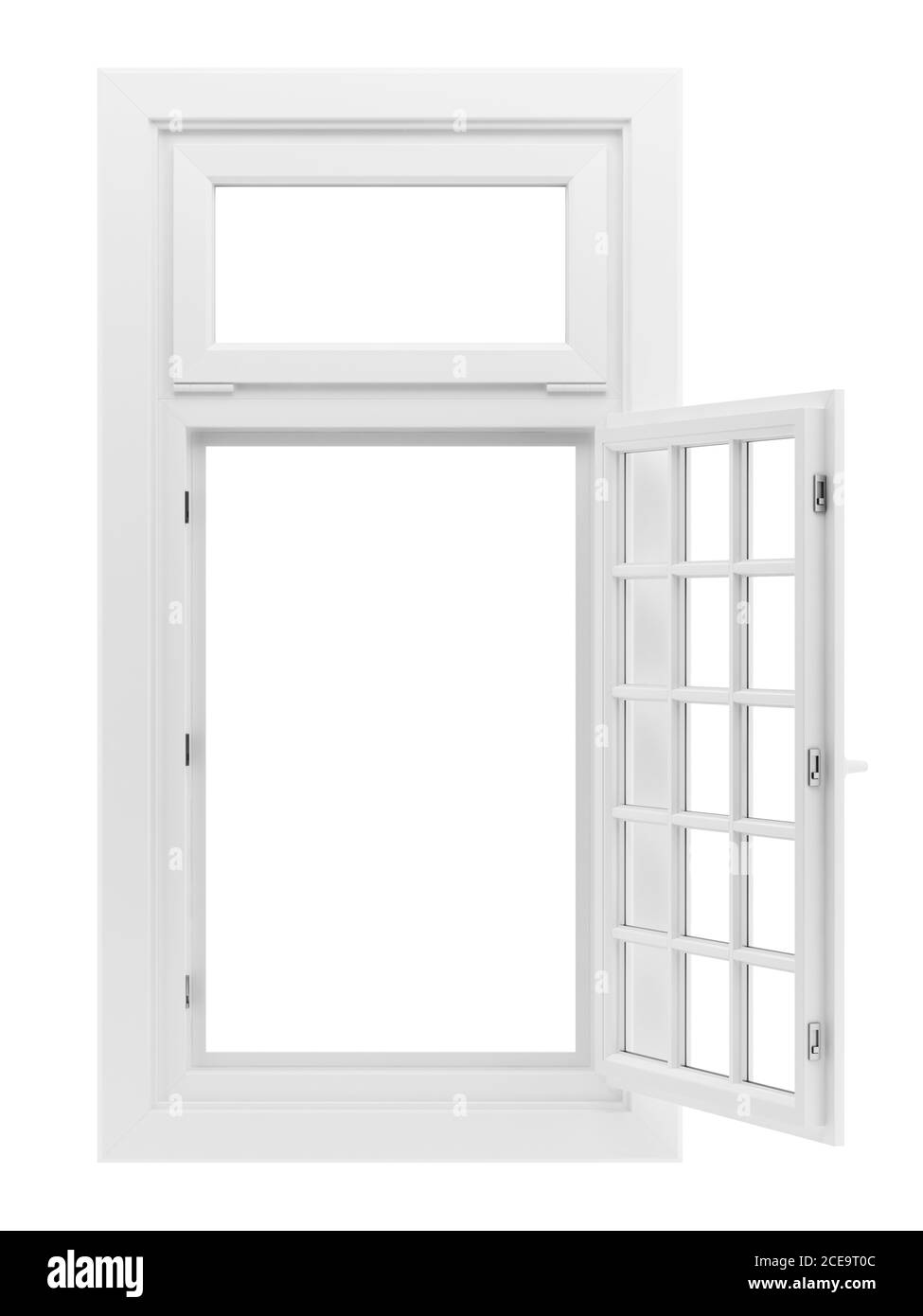 Aprire la finestra isolati su sfondo bianco Foto Stock