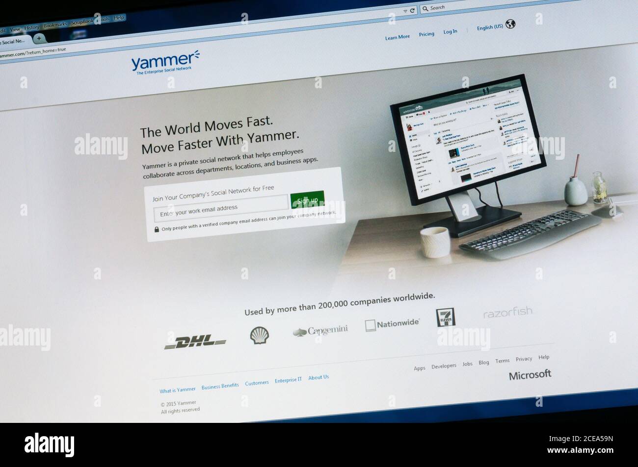 La home page del sito web della rete sociale privata Yammer. Foto Stock
