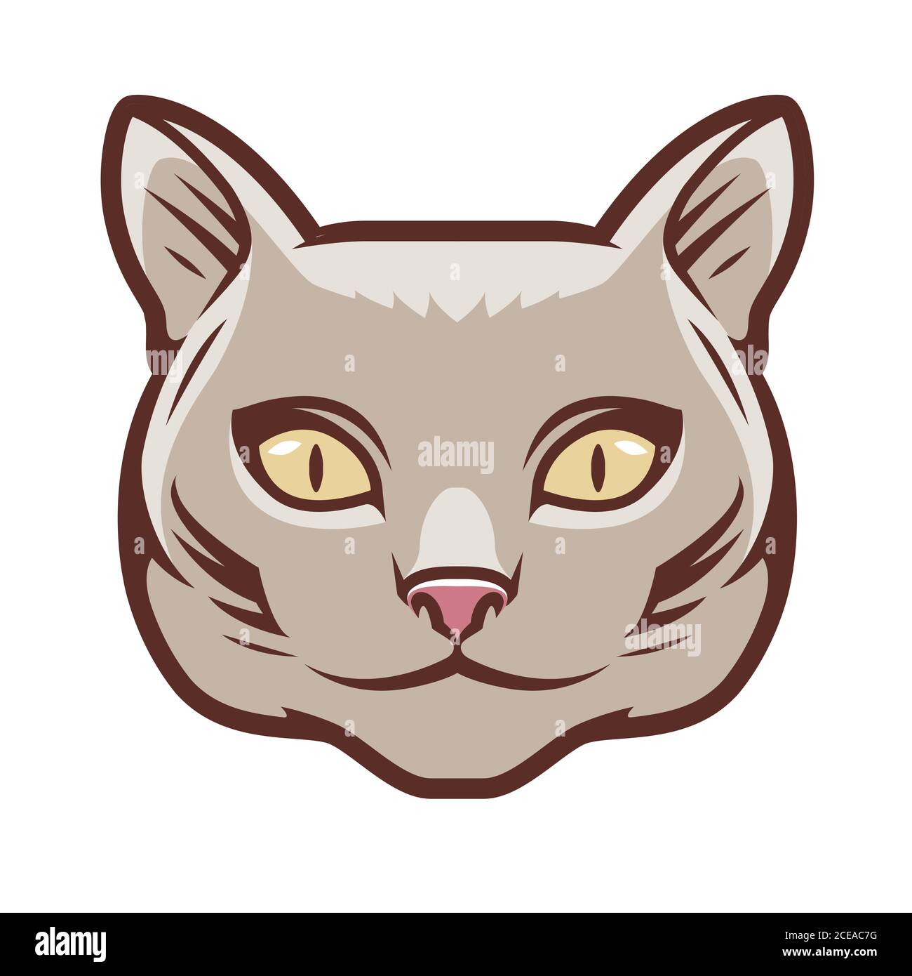 Ritratto di simbolo di gatto carino. PET, logo animale Illustrazione Vettoriale