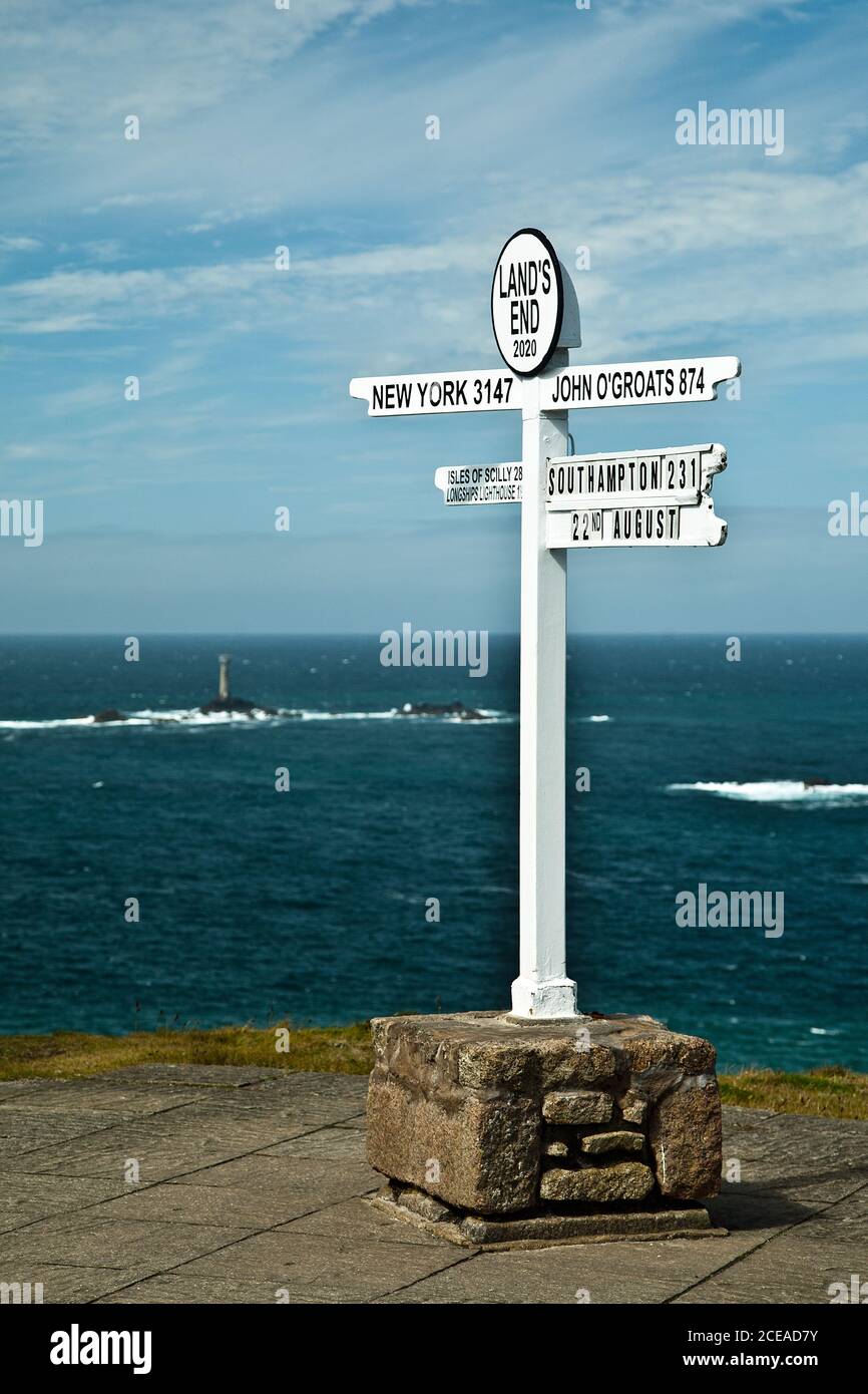 Il cartello Lands End Foto Stock