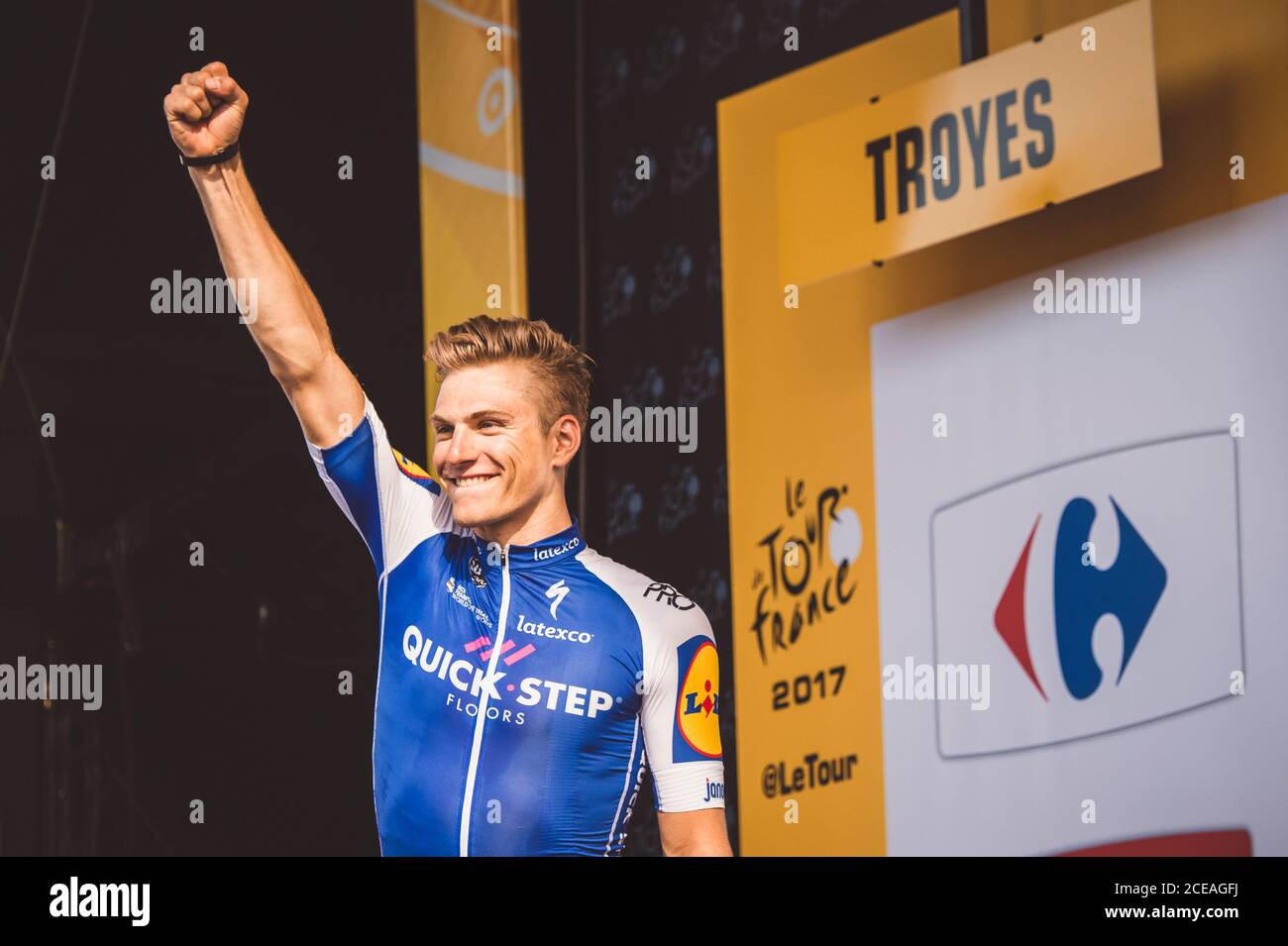 6 luglio 2017, Francia; Ciclismo, Tour de France 6° tappa: Marcel Kittel sul podio. Foto Stock