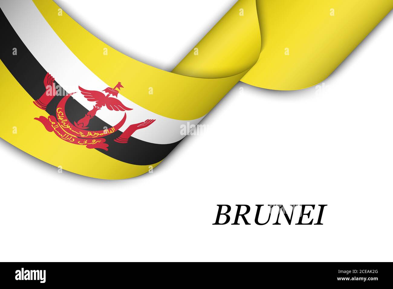 Nastro ondulato o banner con bandiera del Brunei Illustrazione Vettoriale