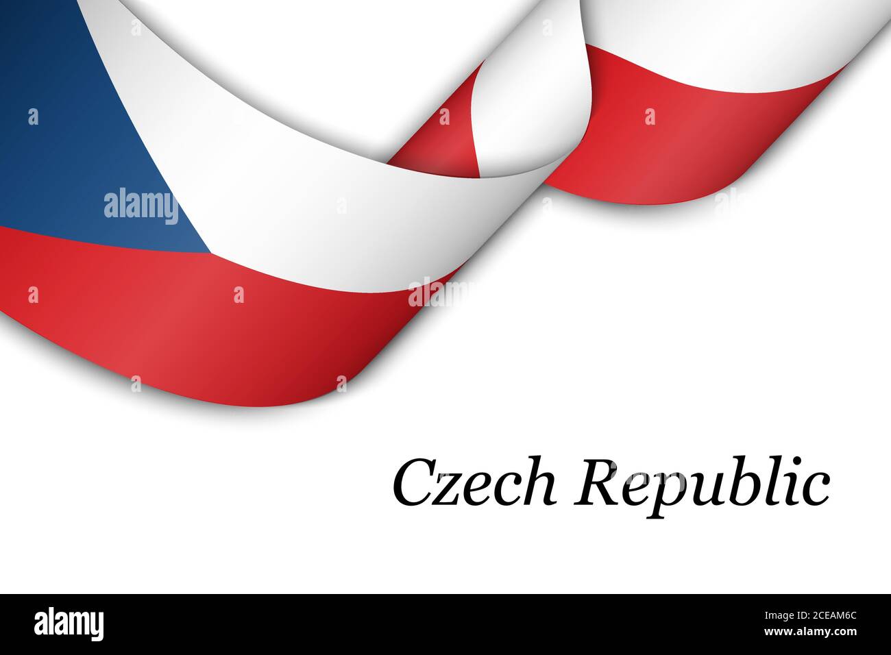 Nastro ondulato o striscione con bandiera della Repubblica Ceca Illustrazione Vettoriale