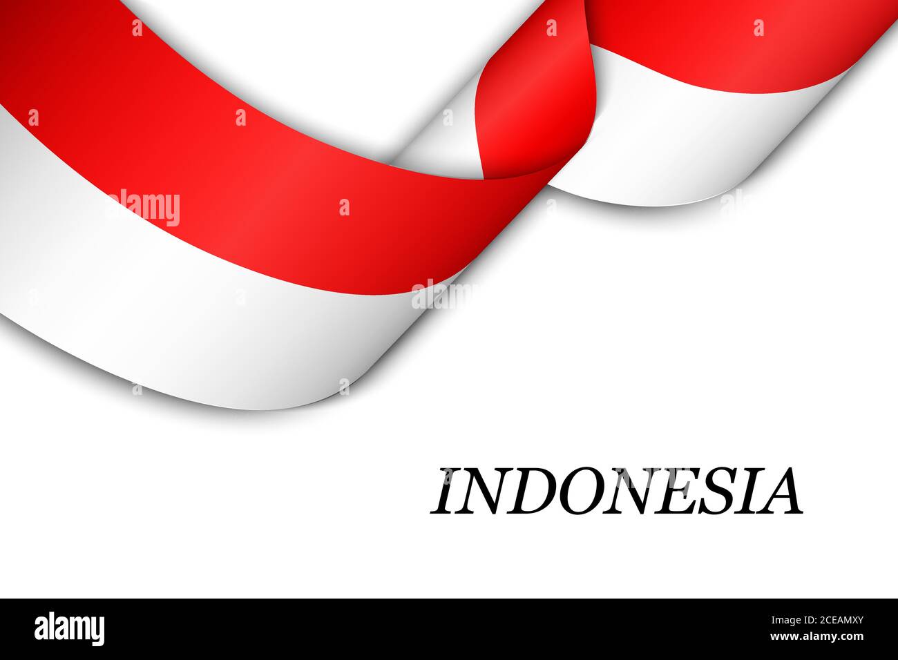 Nastro ondulato o banner con bandiera dell'Indonesia Illustrazione Vettoriale