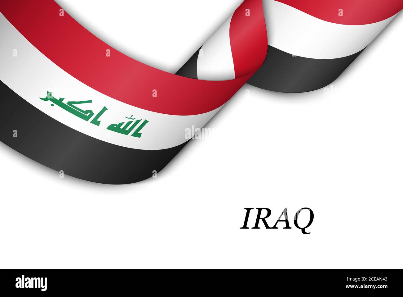 Nastro ondulato o bandiera con bandiera dell'Iraq Illustrazione Vettoriale