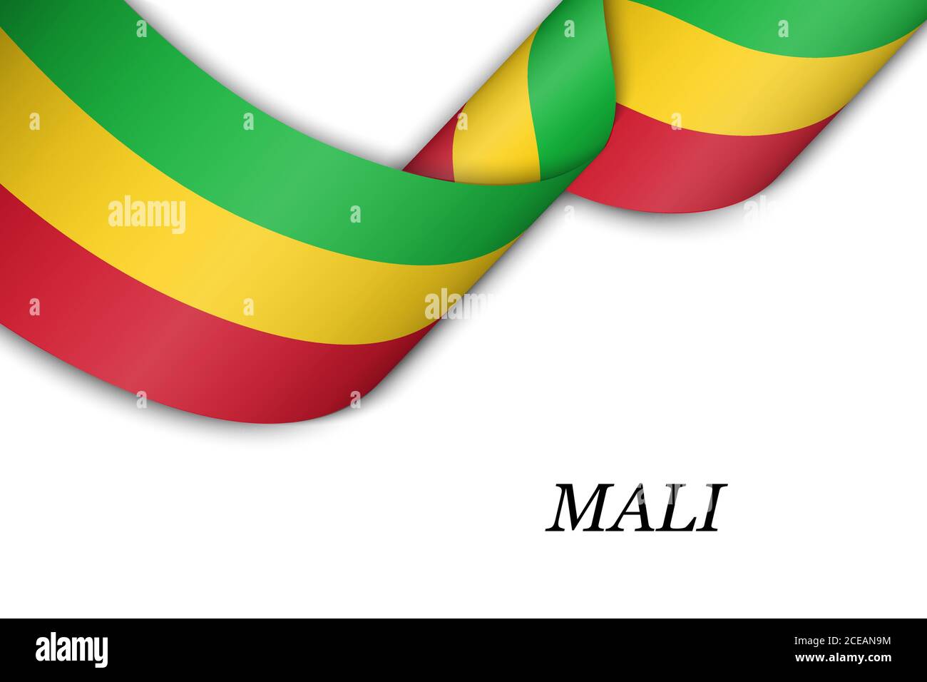 Nastro ondulato o banner con bandiera di Mali. Illustrazione Vettoriale